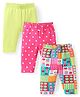 Babyhug Cotton Lycra Knit Three Fourth Length Leggings With Polka Dot & Floral Print Pack of 3 - Pink & Light Green