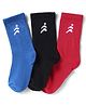 Pine Active Cotton Lycra Knit Breathable Athletic Logo Designed Socks Pack Of 3 - Black Red & Blue