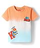 Babyhug Cotton Knit Half Sleeves T-Shirt With Ombre  Effect & Be Kind Text Print -  Orange White & Light Blue