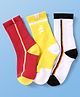Pine Active Cotton Lycra Knit Breathable Athletic Ankle Length Socks With Logo Design Pack of 3 - Red Yellow & Black