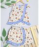 Bella Moda Cotton Sleeveless Floral Printed Top With Coordinating Shorts Set - Beige