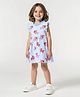 Bonfino 100% Cotton Knit Frill Sleeves Dress with Fish Print - Light Blue