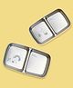 Basil Stainless Steel 2 Compartments Chip 'n' Dip Plate Combo for Kids - Tiger & Bear