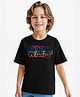 Pine Kids Lucas Single Jersey Knit Half Drop Shoulder Sleeves Oversized T-Shirt with Star Wars Holographic - Black
