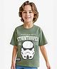 Pine Kids Lucas Single Jersey Knit Half Sleeves Drop Shoulder T-Shirt With Storm Trooper Graphic - Olive Green