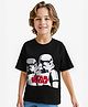 Pine Kids Lucas Single Jersey Knit Half Sleeves Oversize Drop Shoulder T-Shirt With Storm Trooper Graphic & Gel Print Detailing - Black