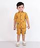 BAD BOYS Cotton Blend Half Sleeves Typography Patch Detailed Shirt With Shorts Set - Mustard