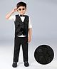 BAD BOYS Full Sleeves Solid Shirt With Textured Waistcoat Pant & Bow Set - Black