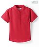 Babyhug Linen Woven Half Sleeves Solid Color Kurta Type Mandarin Collar Shirt - Red