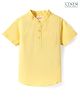 Babyhug Linen Woven Half Sleeves Solid Color Kurta Type Mandarin Collar Shirt - Yellow