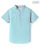 Babyhug Linen Woven Half Sleeves Solid Color Kurta Type Mandarin Collar Shirt - Light Blue