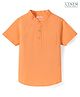 Babyhug Linen Woven Half Sleeves Solid Color Kurta Type Mandarin Collar Shirt - Orange