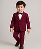 Babyhug Woven Full Sleeves Solid 3 Piece Party Suit With Bow - Maroon