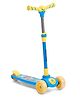 Kids 3 Wheel Kick Scooter with Led Wheels - Blue Yellow| Adjustable Height | Music | Lean-to-Steer | Foldable Design | Toy for 3 to 10 Yrs Boys & Girls| Sport Gift| Physical Activity