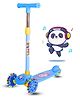 3 Wheel Foldable Kids Scooter With Led Lights And 4 Level Adjustable Handle Bar -Blue| Compact Fold| Lean-to-Steer| Toy for 3 to 14 years Boys and Girls| Sporting Gift| Promotes Physical Activity