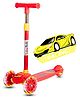 3 Wheel Foldable Kids Scooter With Led Lights And 4 Level Adjustable Handle Bar -Red| Compact Fold| Lean-to-Steer| Toy for 3 to 14 years Boys and Girls| Sporting Gift| Promotes Physical Activity
