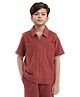 Rare Ones Cotton Half Sleeves Textured Shacket - Rust Orange