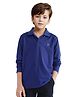 Rare Ones Full Sleeves Brand Name Patch Detailed Polo Tee - Blue
