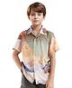 Rare Ones Viscose Half Sleeves Mountains Printed Shirt - Light Orange