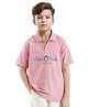 Rare Ones Cotton Half Sleeves Rare Club Text Printed Polo Tee - Pastel Pink