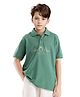 Rare Ones Cotton Half Sleeves Rare Club Text Printed Polo Tee - Green