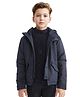 Rare Ones Cotton Full Sleeves Solid Hooded Jacket - Navy Blue