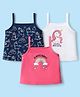 Doodle Poodle 100% Cotton Knit Sleeveless Slips with Unicorn & Rainbow Print Pack of 3 - Navy Blue & Pink