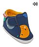 yoyo Cotton Smiley Face Designed Velcro Closure Musical Booties - Blue