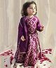 Tiber Taber Brocade Full Sleeves Floral Foil Printed Lace Embellished Lehenga Choli With Dupatta Set - Purple