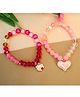 Kamule Set Of 2 Beads Embellished Heart & Kitty Designed Bracelets - Pink