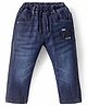 Ruff Denim Woven Full Length Washed Jeans with 73 Patch -  Blue