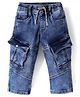 Ruff Denim Woven Full Length Washed Jeans with Pockets - Blue