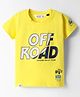 Ruff Sinker Knit Half Sleeves T-Shirt with Text Print - Yellow