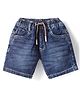 Ruff Denim Woven Above Knee Length Washed Bermuda - Navy Blue