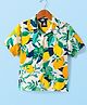 Ruff Cotton Woven Half Sleeves Tropical Theme Printed Shirt - Yellow