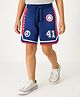 Pine Kids Marvel Terry Knit Knee Length Cut & Sew Shorts With Avengers Graphics & Badge Detailing - Blue
