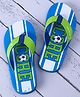 Pine Kids Slip On Flip Flops  with Soccer Print - Blue & Green