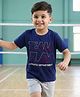 Babyhug Cotton Knit Half Sleeves T-Shirt with Text Print - Navy Blue