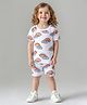 Bonfino 100% Cotton Knit Half Sleeves Co-ords T-Shirt & Cycling Shorts Set with Rainbow Print - White