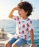 Babyhug Cotton Knit Half Sleeves T-Shirt with Ship Print - Off White