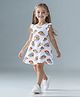 Bonfino 100% Cotton Knit Frill Sleeves Dress With Rainbow Print - White