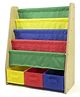 Homesmiths Book Shelf with Storage Boxes | 4 Extra Large Book Sleeves Along with 3 Large Boxes for Books and Toys | Natural Wood Finish with Primary Color Accents