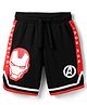 Pine Kids Marvel Terry Knit Knee Length Shorts With Iron Man Graphics & Badge Detailing - Black & Red