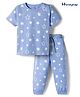 Honeyhap Premium   Cotton Kit Half Sleeves Co-ords Night Suit with Bio Finish & Stars Print - Serenity