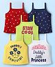 Doodle Poodle 100% Cotton Singlet Sleeves Slips With Hearts & Text Print Pack Of 5 - Multicolour