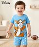 Babyhug Disney Single Jersey Knit Half Sleeves Shorts Night Suit With Winnie The Pooh Tiger Graphics - Light Blue