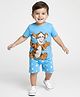 Babyhug Disney Single Jersey Knit Half Sleeves Shorts Night Suit With Winnie The Pooh Tiger Graphics - Light Blue