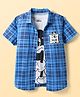Pine Kids Disney Single Jersey Knit Half Sleeves Checkered Shirt & Sleeveless T-Shirt With Front & Back Mickey Mouse - Blue & White