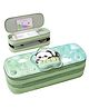 SCHOOLISH Panda Theme Pencil Pouch with 2 Compartment Handheld Soft Pouch for School Students Girls Boys- PACK OF 1- COLOR MAY VARY