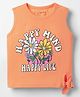 Kookie Kids Single Jersey Knit Sleeveless Tank T-Shirt with Text Print - Orange